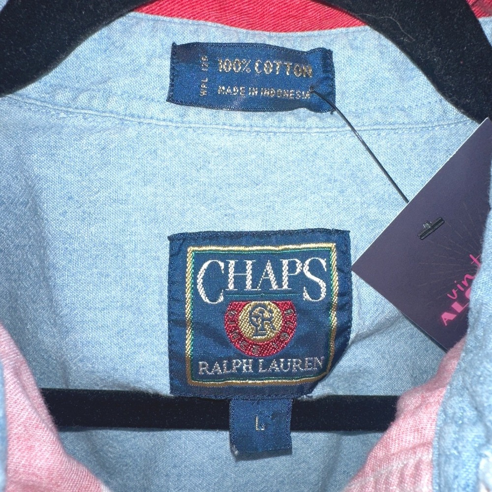 Chaps Ralph Lauren Mens Vintage 90s Colorblock Striped Short Sleeve Shirt Large - Picture 2 of 5